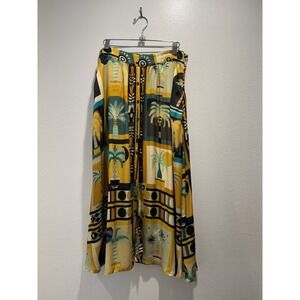 WILD Pablo Beldi Size 3 Palm Print Button Front Skirt Tropical Lightweight Boho